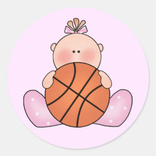 Sticker Rond Lil Basketball Baby Girl