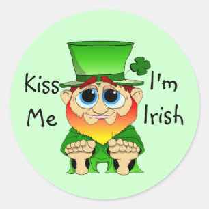 Sticker Rond Lil Blarney Kiss Me Je suis Irlandais
