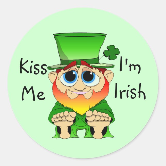 Sticker Rond Lil Blarney Kiss Me Je suis Irlandais (Devant)