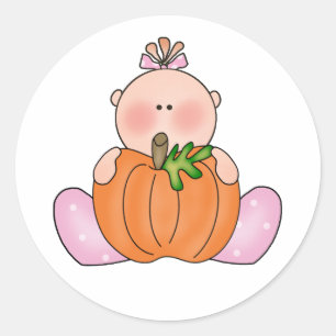Sticker Rond Lil Citrouille Baby Girl