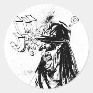 Sticker Rond Lil Jon "collaboration par JIM Mahfood et Lil Jon