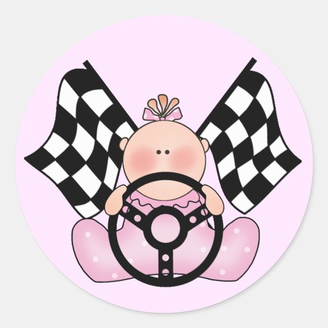 Sticker Rond Lil Race Winner Baby Girl (Devant)