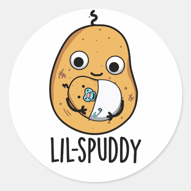 Sticker Rond Lil Spuddy Funny Potato Pun (Devant)