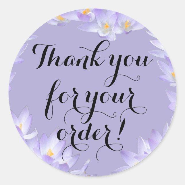 Sticker Rond Lilac cadre de fleurs violettes Romantique Merci m (Devant)