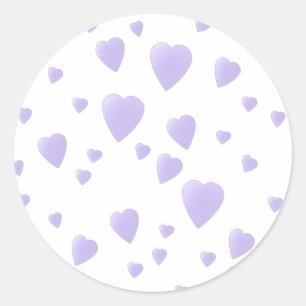 Sticker Rond Lilac clair et White Love Hearts Motif.