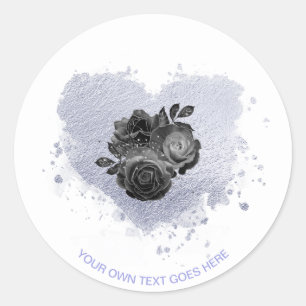 Sticker Rond *~* Lilac Fleurs cardiaques Iridescentes Blanc