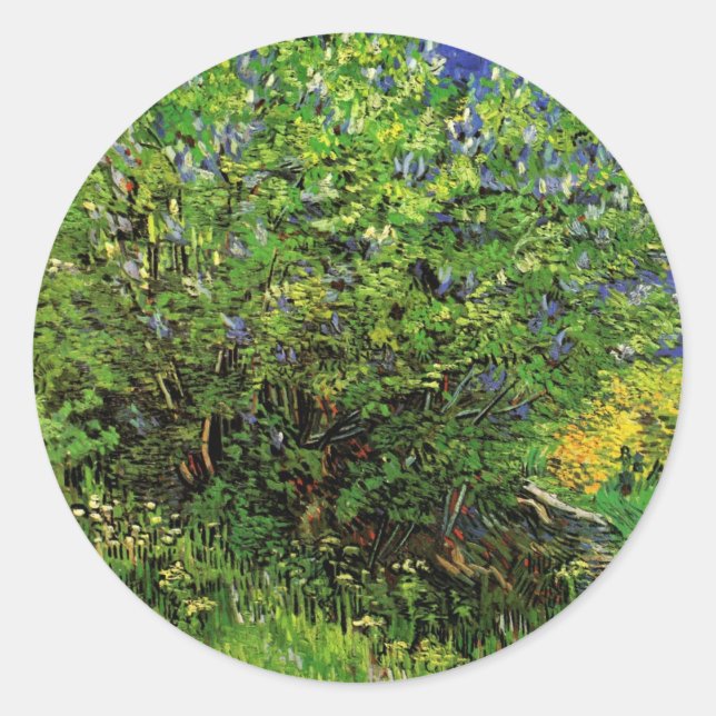 Sticker Rond Lilacs de Vincent van Gogh, Fleurs de Jardin Vinta (Devant)