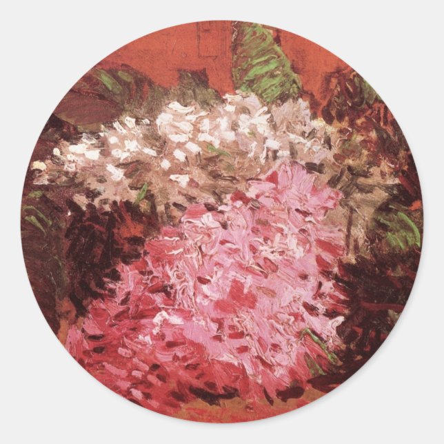 Sticker Rond Lilacs roses par Vincent van Gogh, Fleur de la vie (Devant)