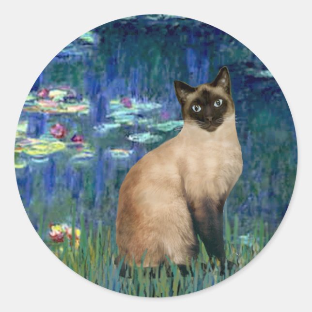 Sticker Rond Lilies 5 - Point de phoque Chat siamois (Devant)