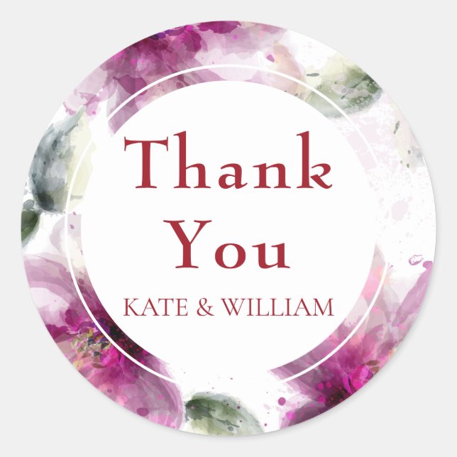Sticker Rond Lilies Floral 40ème Mariage Anniversaire Merci (Devant)