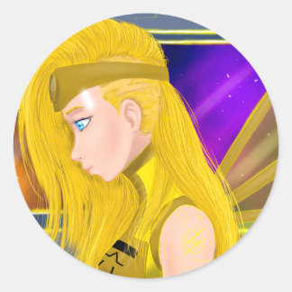 Sticker Rond Lilin OC - Cyborg angel - Art inspiré par Starset