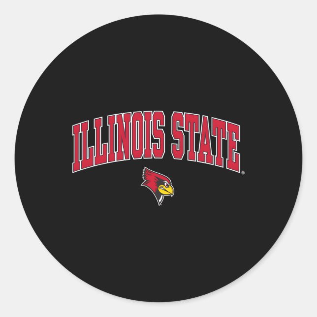 Sticker Rond L'Illinois State Redbirds Arche sur le noir (Devant)