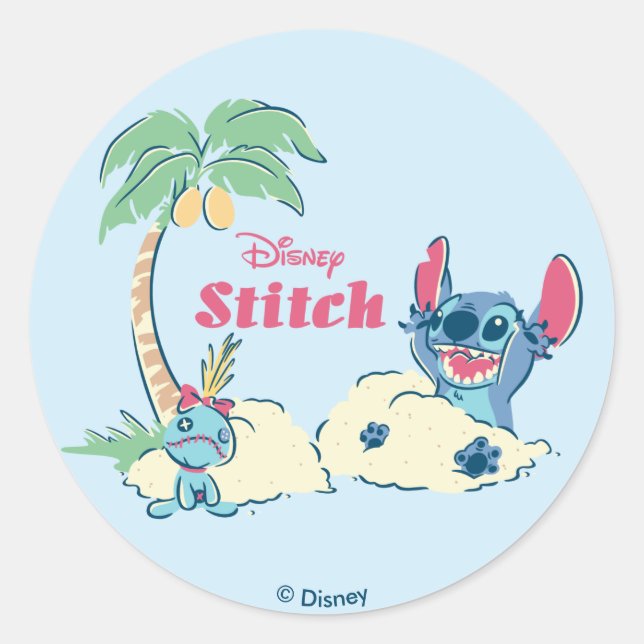 Sticker Rond Lilo & Stitch | Ohana signifie famille (Devant)