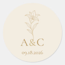 Lily Champagne Ivoire Mariage Monogramme Enveloppe