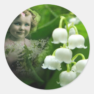 Sticker Rond Lily de la vallée Sweet White Bell Flower Bouquet