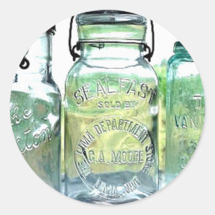 Sticker Rond Lima Ohio Fruit Jar Antiquités Vintage Mason Jars