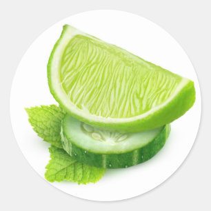 Sticker Rond Lime, concombre et menthe