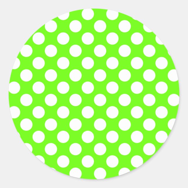 Sticker Rond Lime Green et Pois blancs (Devant)