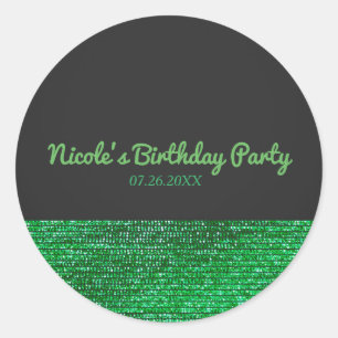 Sticker Rond Lime Green Moderne Paillettes Mariage Favoriser Pe