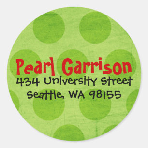 Sticker Rond Lime Green Polka Point Circle Adresse de retour Ét