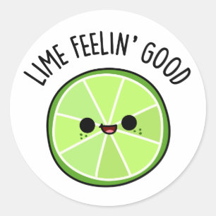 Sticker Rond Lime Se Sentant Bien Amusant Citrus Lime Pun