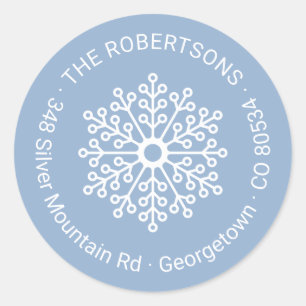 Sticker Rond Limite Florale Fête de neige Adresse de retour