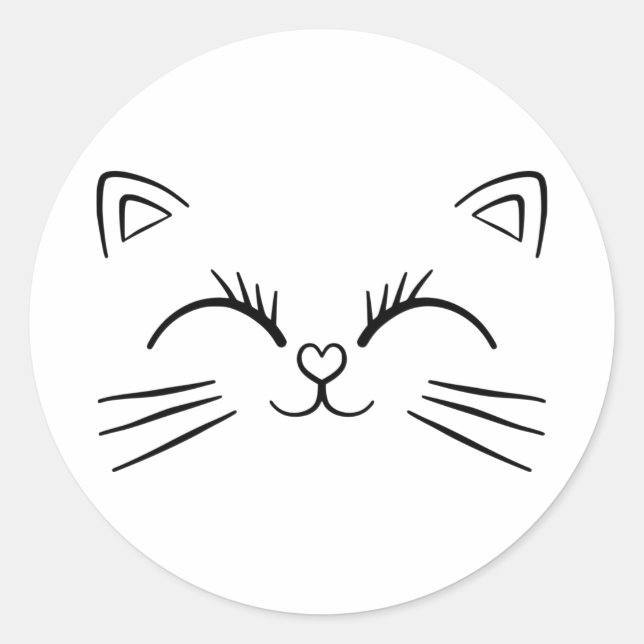 Sticker Rond Limite minimale de la face de chat Doodline (Devant)