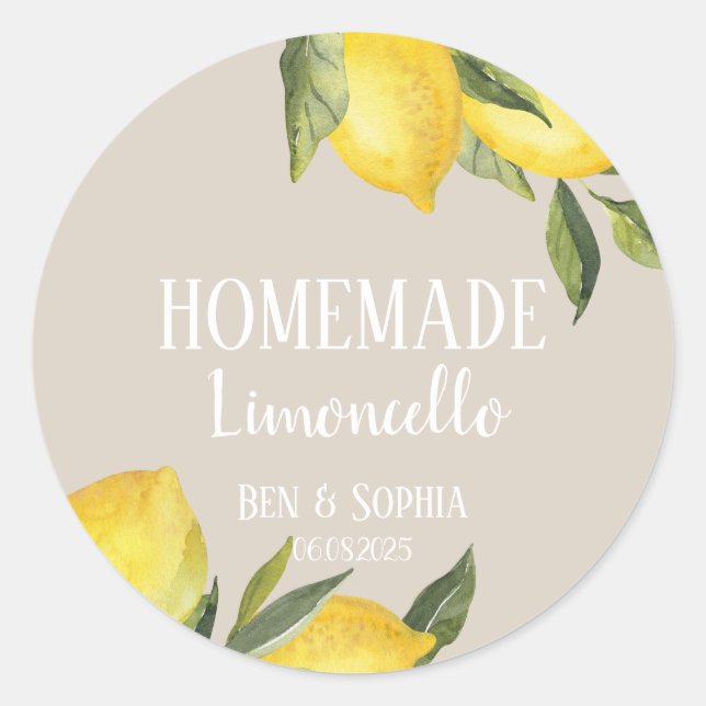 Sticker Rond Limoncello de citron rustique moderne fait maison (Devant)