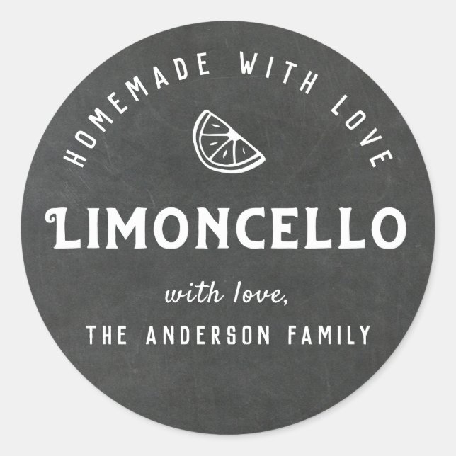 Sticker Rond Limoncello fait maison avec amour Tableau noir mod (Devant)