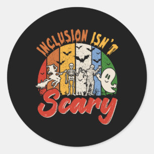 Sticker Rond L'inclusion rétro vintage n'est pas effrayant Boo 