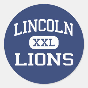 Sticker Rond Lincoln - lions - haut - Lincoln Île de Rhode