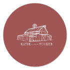 Line Art Grange Muted Red Farm Mariage de automne