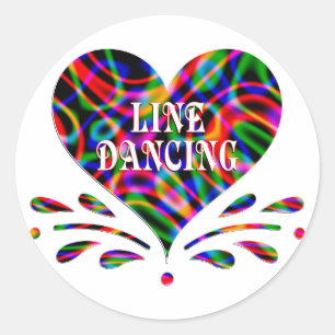 Sticker Rond Line Dancing Fun Heart