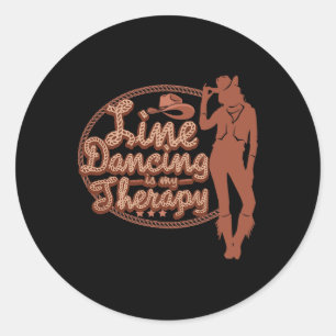 Sticker Rond Line Dancing Is My Therapy Country Music Line Danc