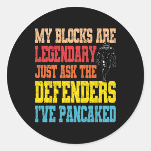 Sticker Rond Lineman Legendake Blocks Funny Football Pl