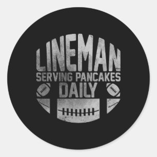 Sticker Rond Lineman Serving Pancakes Daily Funny Football Line