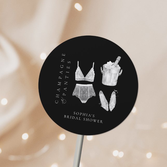 Sticker Rond Lingerie moderne noire Cadeaux de mariage (Créateur téléchargé)