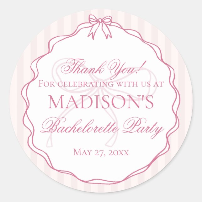 Sticker Rond Lingerie Rose Douche Cadeau pour Enterrement de Vi (Devant)
