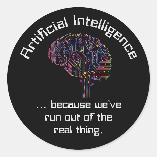 Sticker Rond L'intelligence artificielle contre la réalité (Devant)