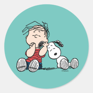 Sticker Rond Linus consolé avec l'oreille de Snoopy