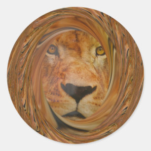 Sticker Rond Lion Abstrait Safari Art