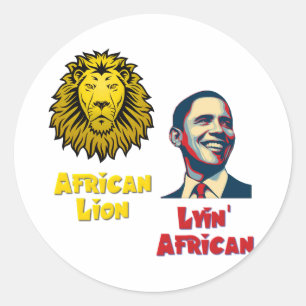 Sticker Rond Lion africain africain d'Obama Lyin
