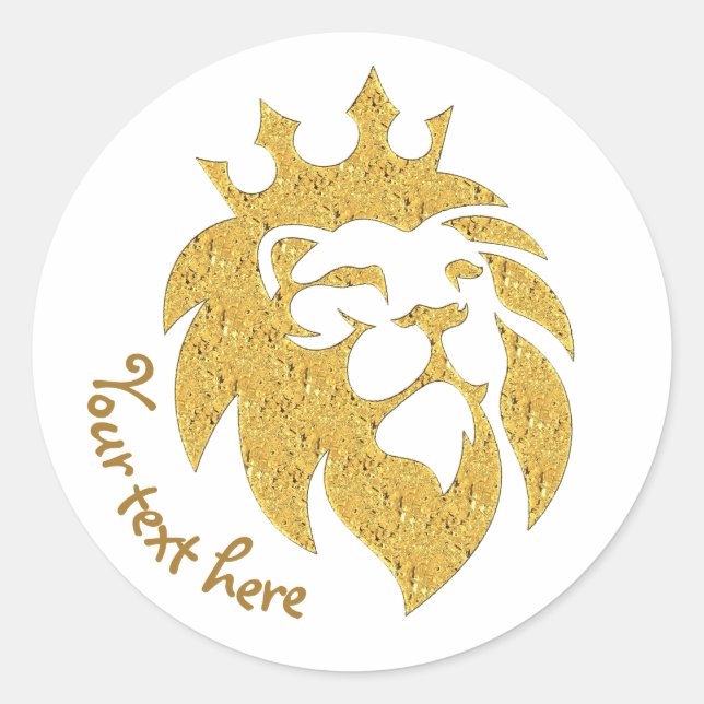 Sticker Rond Lion Avec Couronne - Style Or 1 (Devant)