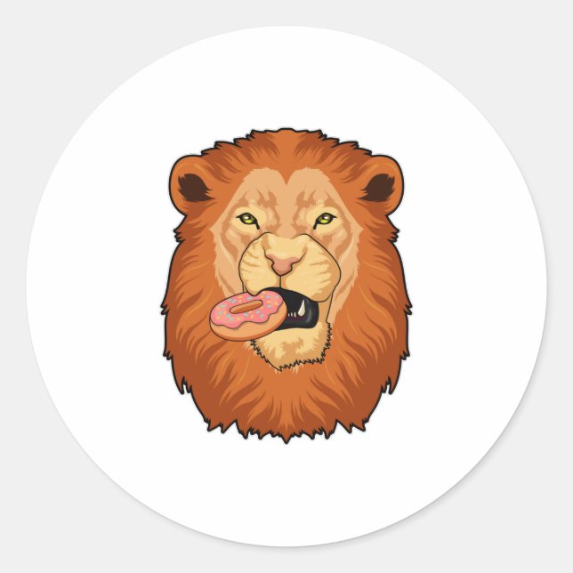 Sticker Rond Lion avec Donut (Devant)