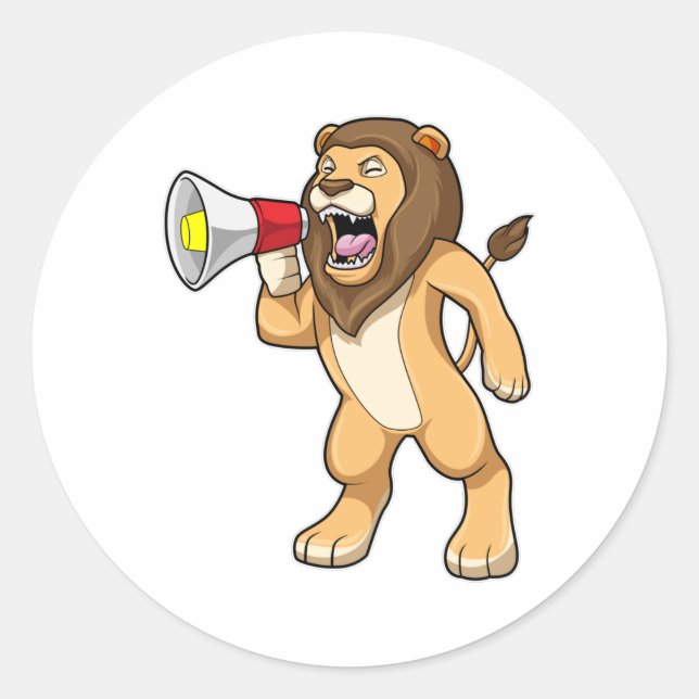 Sticker Rond Lion avec microphone (Devant)