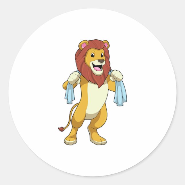 Sticker Rond Lion avec serviette pour douche (Devant)