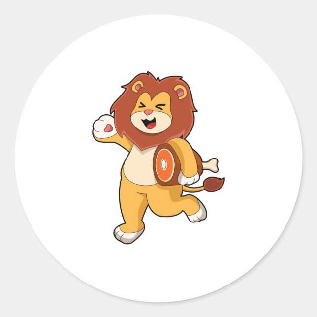 Sticker Rond Lion avec viande (Devant)