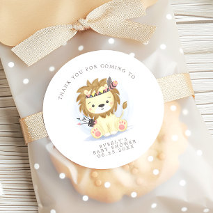 Sticker Rond Lion Bohème Tribal Aquarelle Baby Shower Bohémien