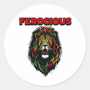 Sticker Rond Lion coloré féroce