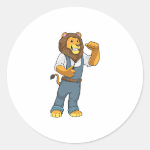 Sticker Rond Lion comme tournevis de Handyman